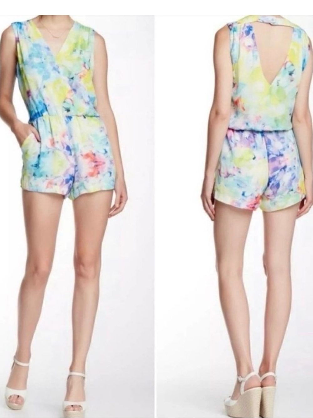 Parker Pastel Watercolor Floral V-Neck Romper